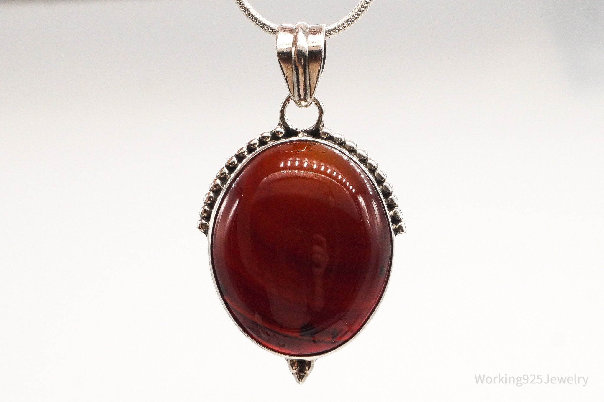 Vintage Large Red Agate Sterling Silver Pendant | Jewelry > Necklaces > Pendants | Wiccan Center