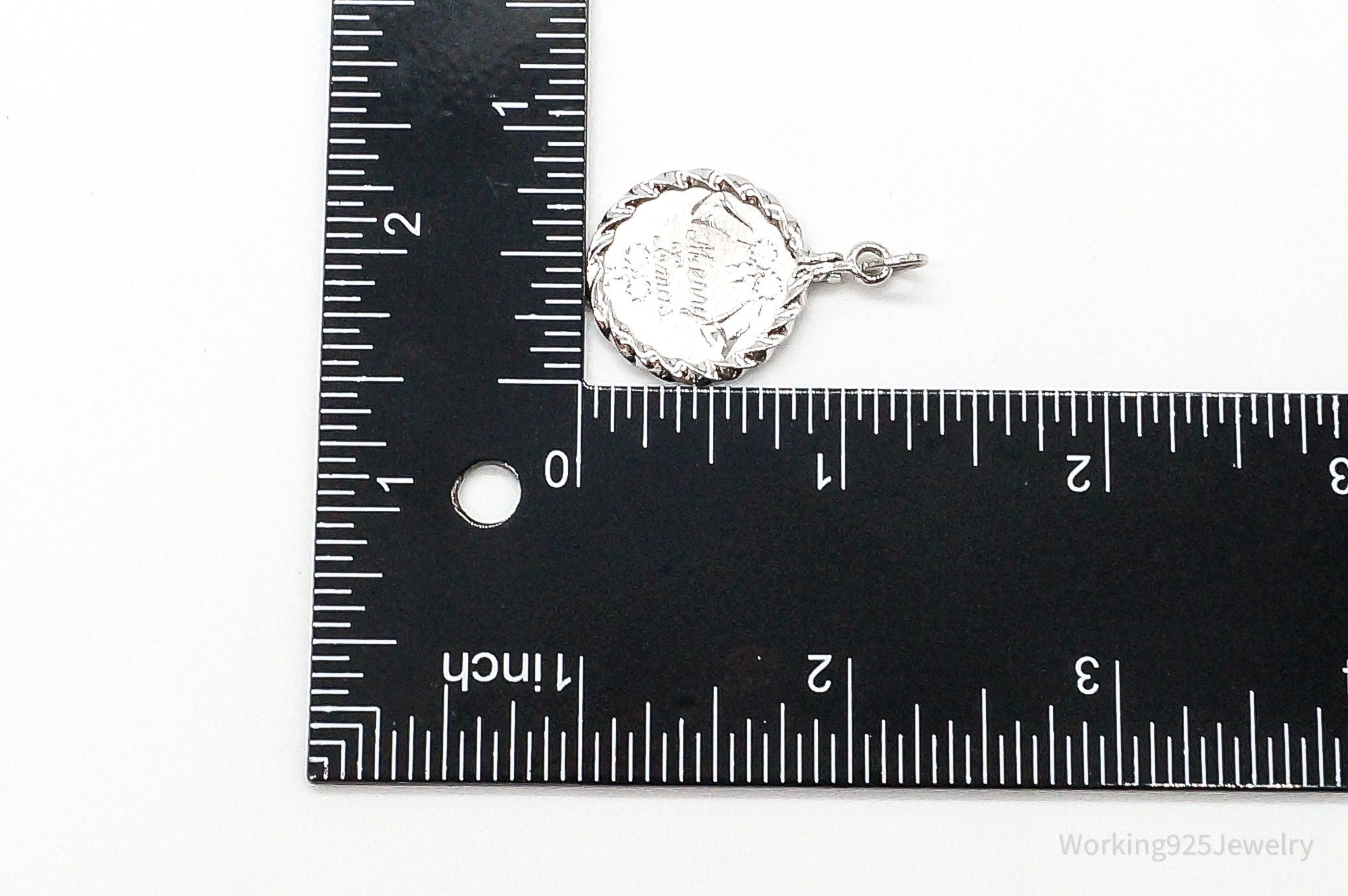 Vintage "Merry Xmas" Etched Bells Sterling Silver Pendant | Jewelry > Necklaces > Pendants | Wiccan Center