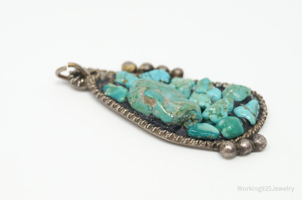 Vintage Handmade Native American RC Turquoise Sterling Silver Pendant | Jewelry > Necklaces > Pendants | Wiccan Center
