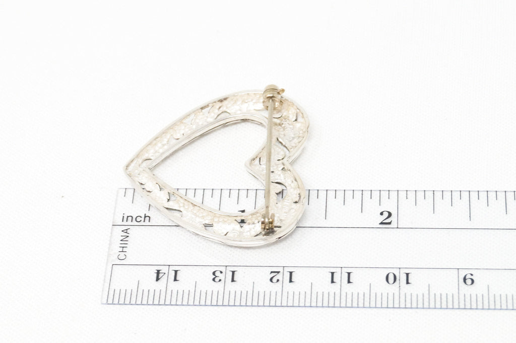 Vintage Open Heart Art Deco Swirl Sterling Silver Brooch Pin | Jewelry > Necklaces > Pendants | Wiccan Center