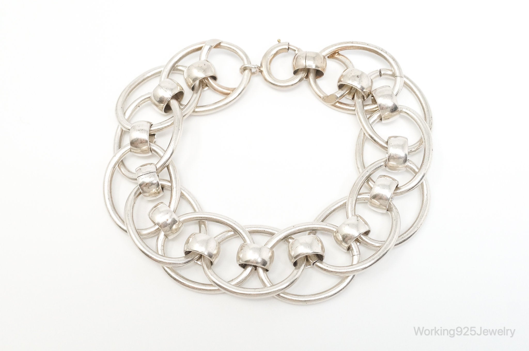 Vintage Designer Napier Modernist Circles Linked Sterling Silver Bracelet | Jewelry > Bracelets | Wiccan Center
