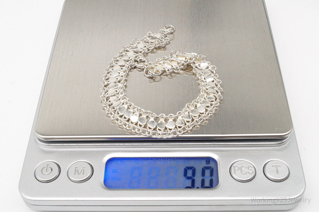 Vintage Hearts Mesh Chain Link Sterling Silver Bracelet | Jewelry > Bracelets | Wiccan Center