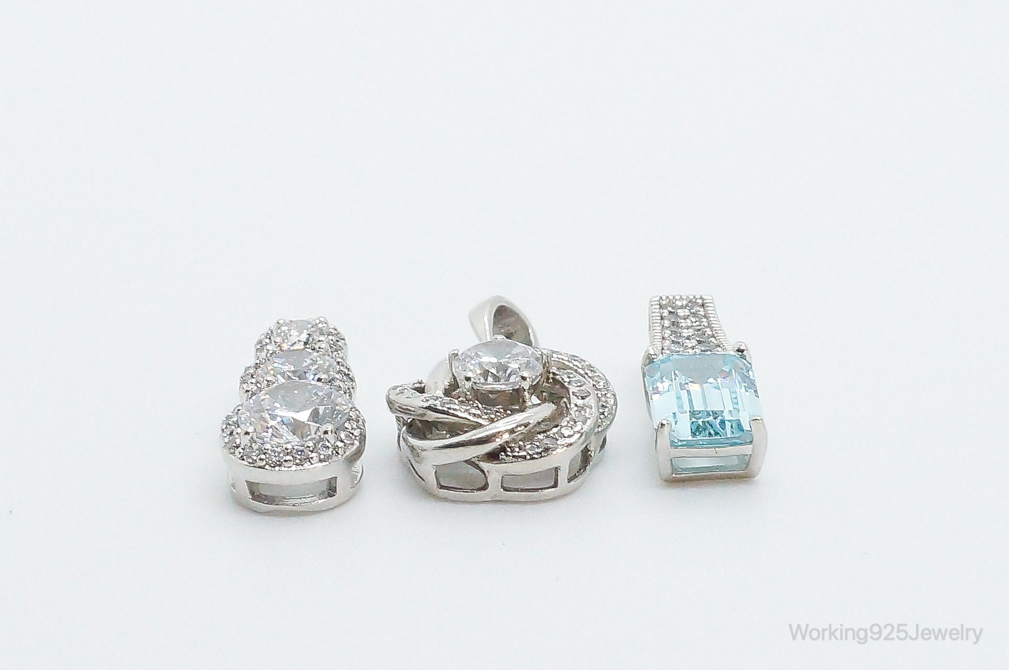 Vintage Blue Topaz & Cubic Zirconia Sterling Silver Necklace Pendants | Jewelry > Necklaces > Pendants | Wiccan Center