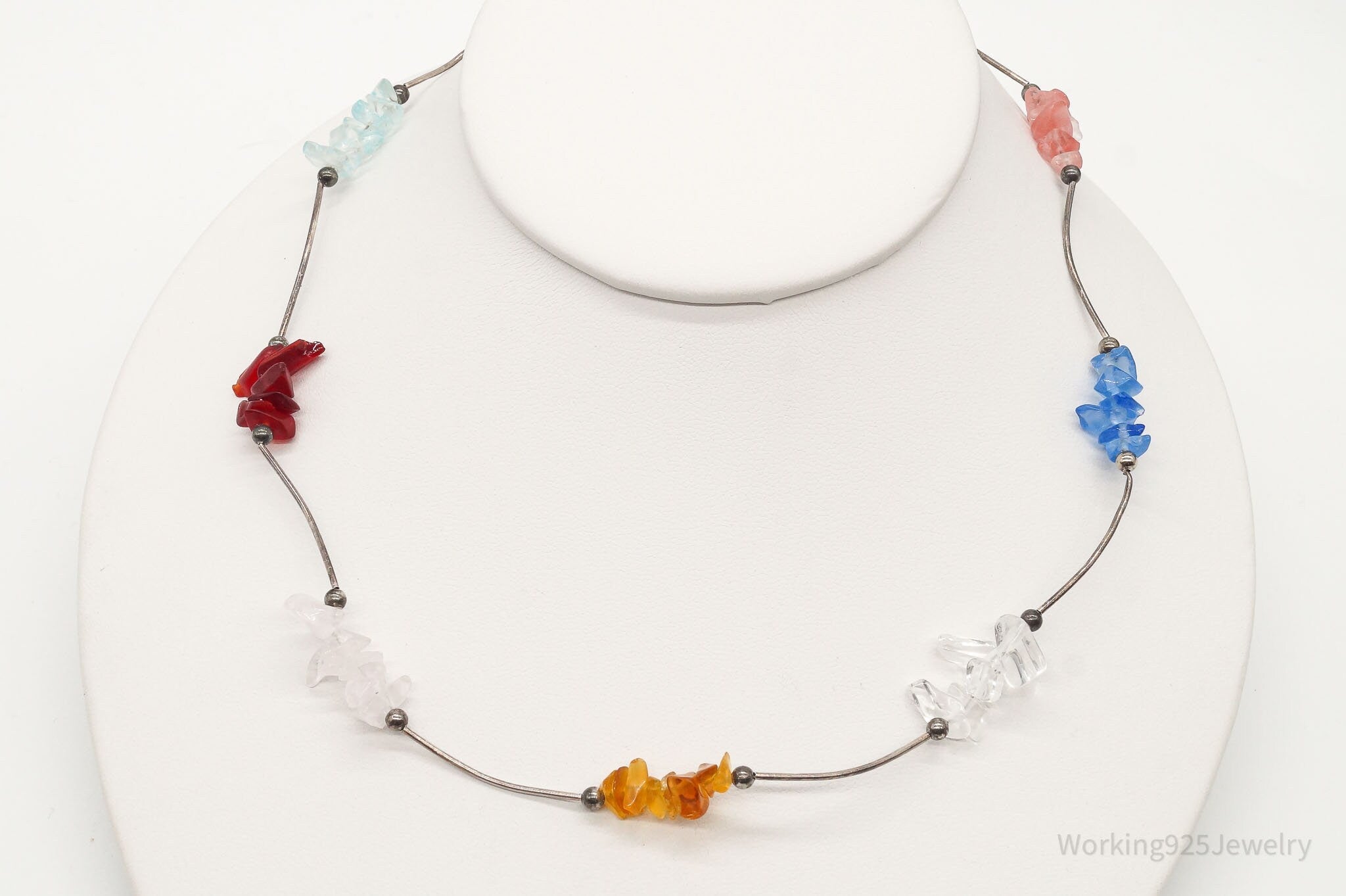 Vintage Multi Gemstone Sterling Silver Necklace | Jewelry > Necklaces > Pendants | Wiccan Center