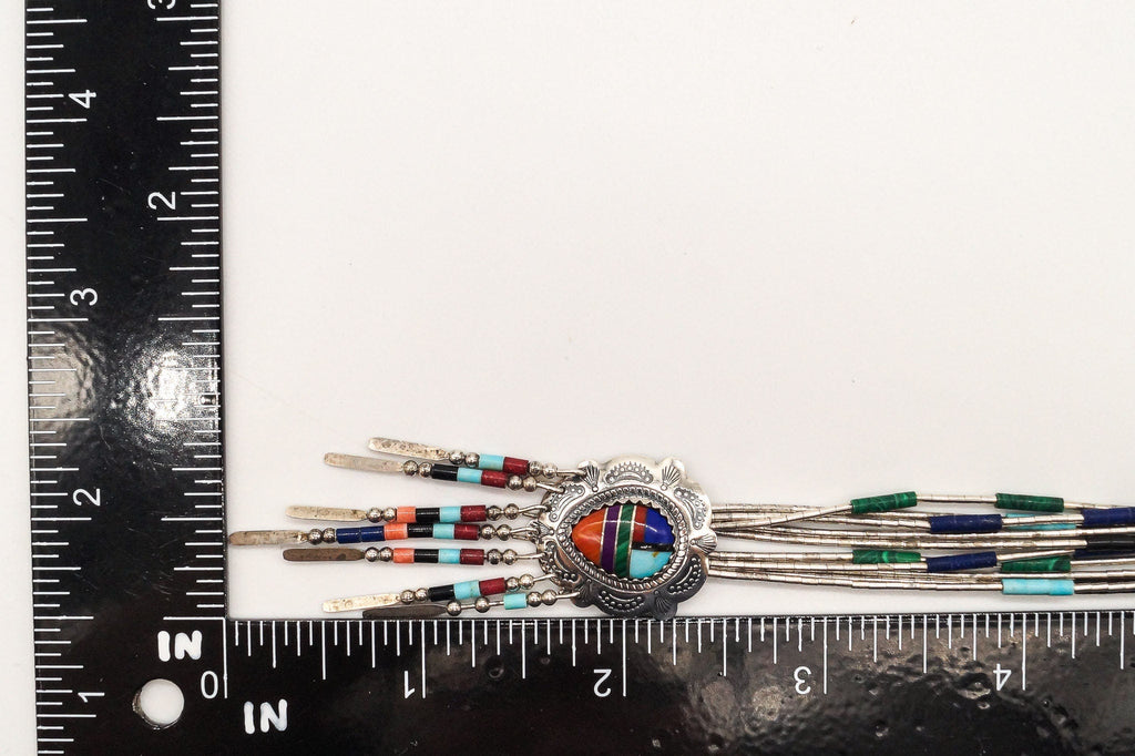 Vintage Native American QT Multi Gem Bead Sterling Silver Chain Necklace | Jewelry > Necklaces | Wiccan Center