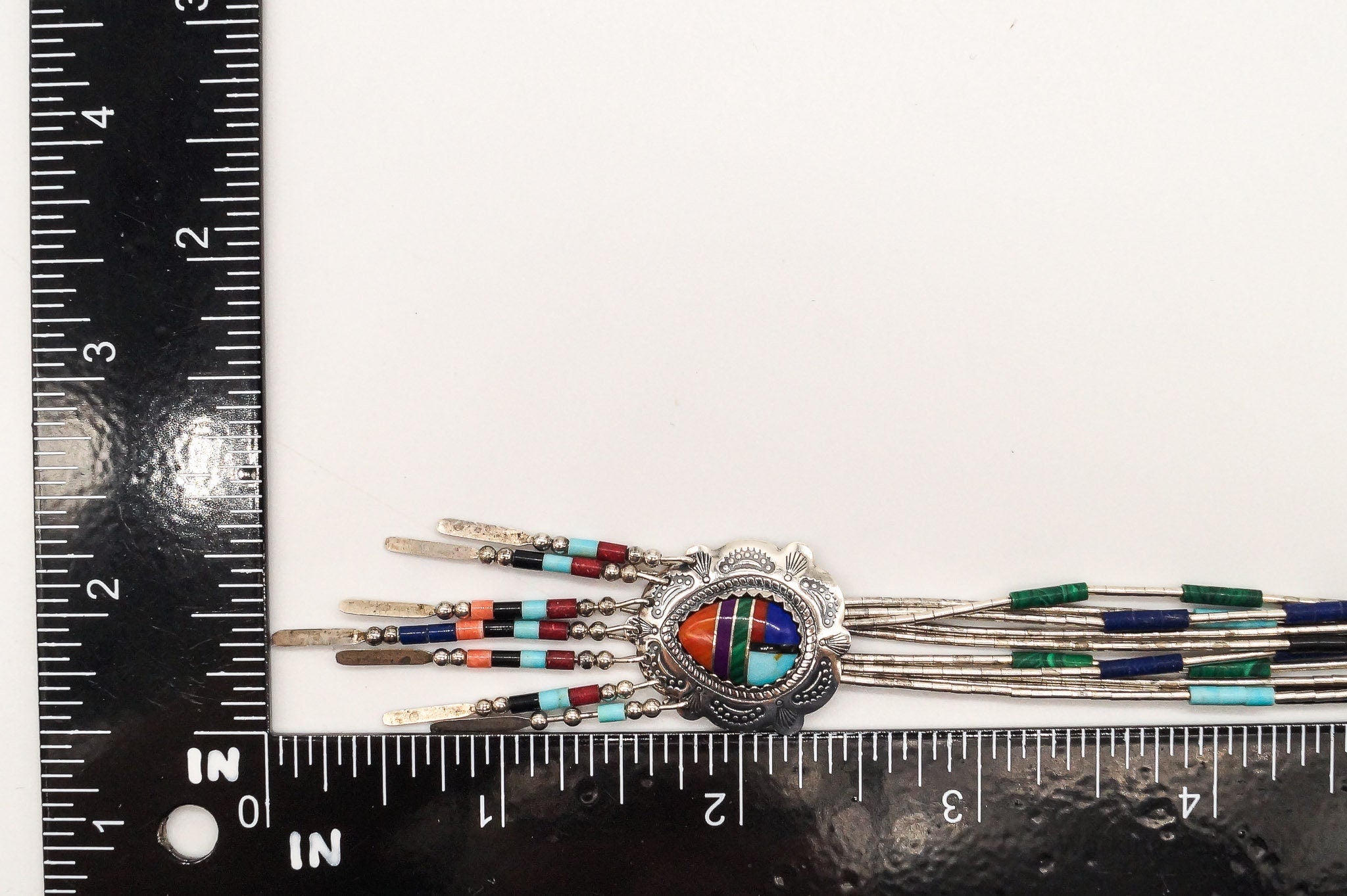Vintage Native American QT Multi Gem Bead Sterling Silver Chain Necklace | Jewelry > Necklaces | Wiccan Center