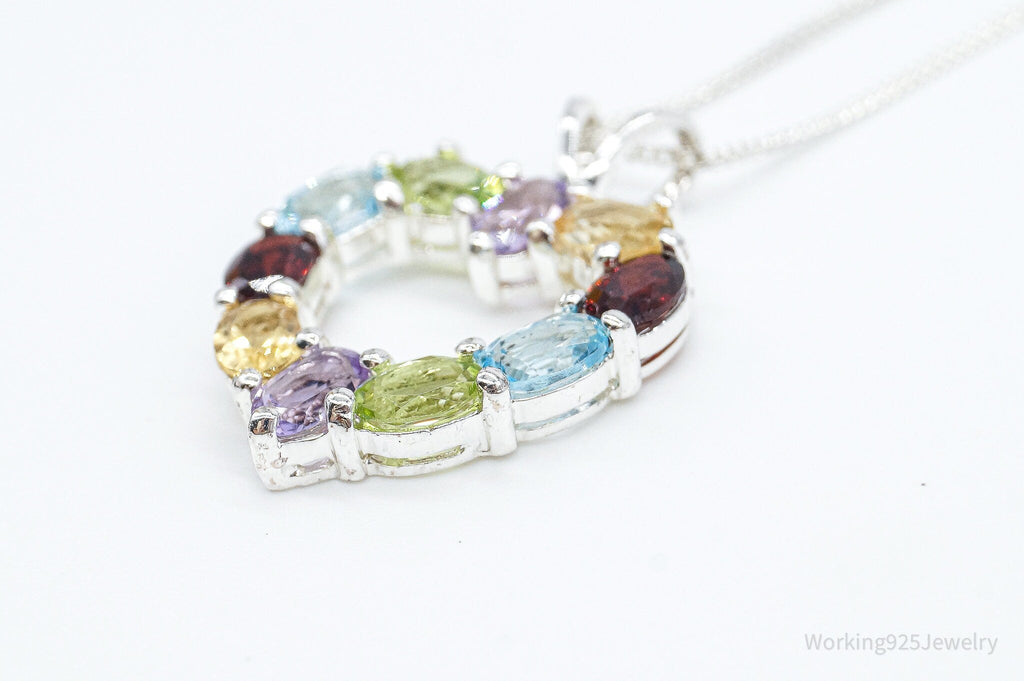 Multi Gemstone Large Heart Sterling Silver Necklace | Jewelry > Necklaces > Pendants | Wiccan Center