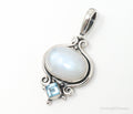 Vintage Blue Topaz Large Moonstone Sterling Necklace Pendant | Jewelry > Necklaces > Pendants | Wiccan Center
