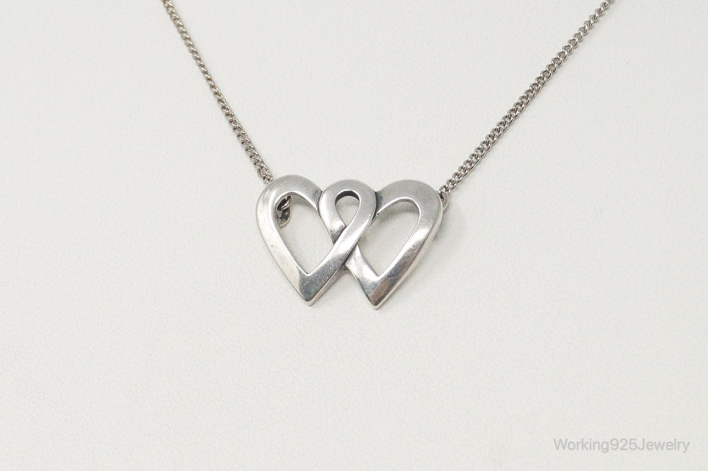 Vintage Linked Open Hearts Sterling Silver Necklace | Jewelry > Necklaces > Pendants | Wiccan Center