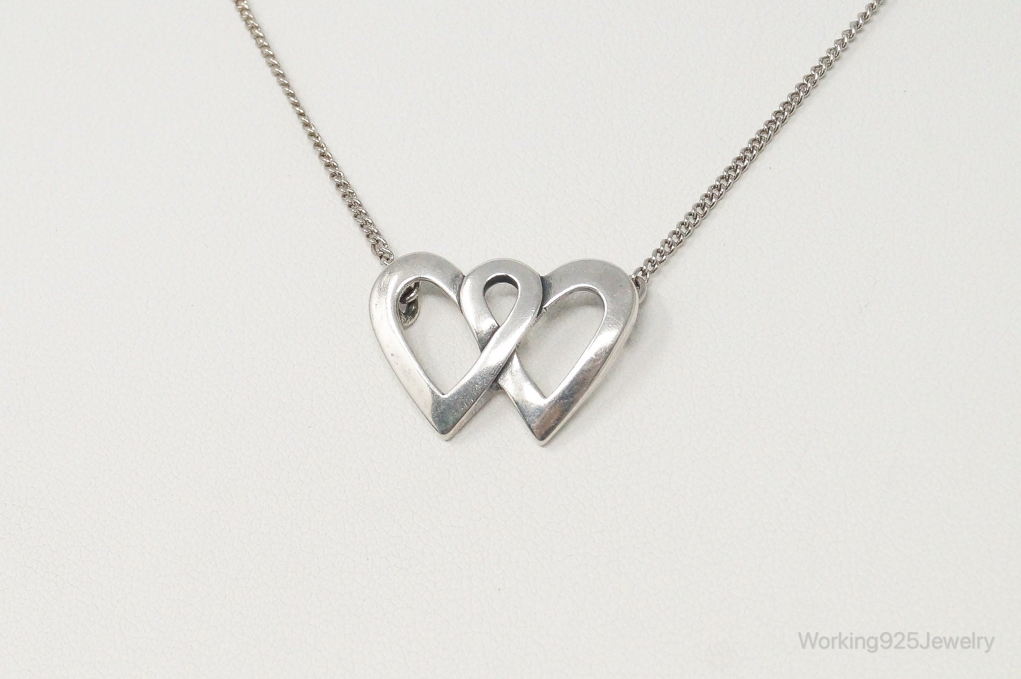 Vintage Linked Open Hearts Sterling Silver Necklace | Jewelry > Necklaces > Pendants | Wiccan Center
