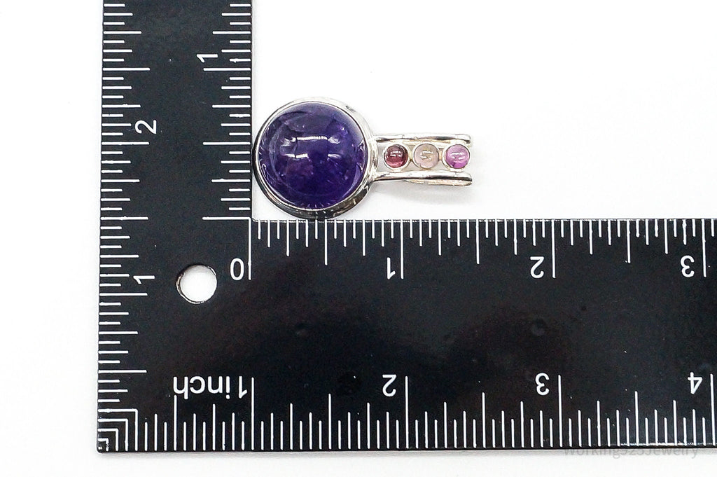 Vintage Large Purple Amethyst Multi Gem Sterling Silver Pendant | Jewelry > Necklaces > Pendants | Wiccan Center