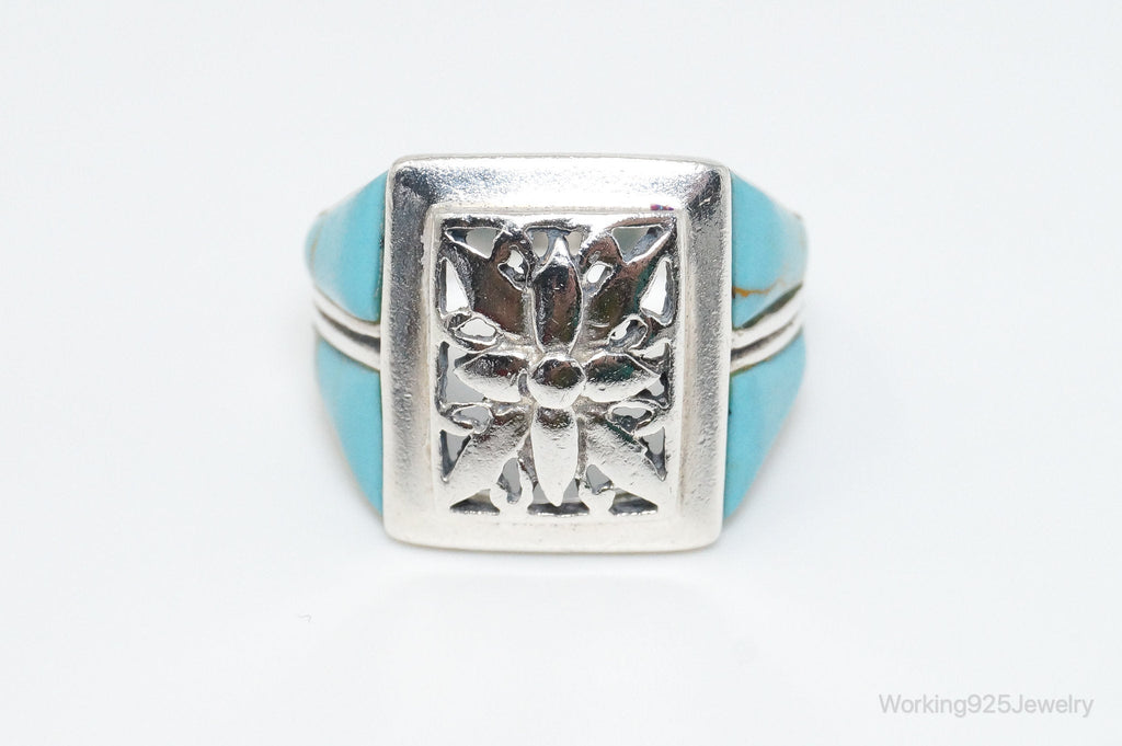 Vintage Thai Designer Turquoise Sterling Silver Ring SZ 7.75 | Jewelry > Rings | Wiccan Center