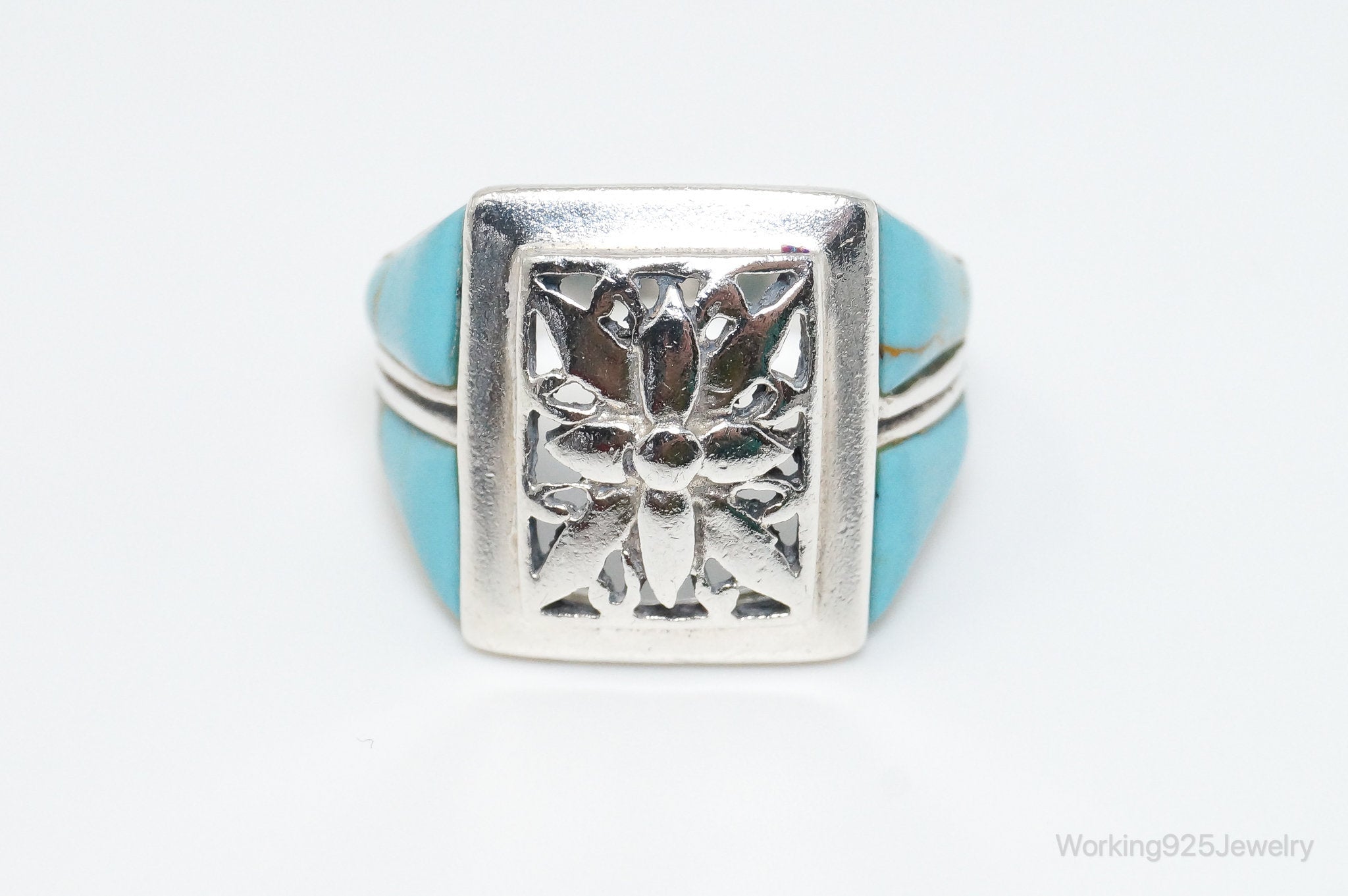 Vintage Thai Designer Turquoise Sterling Silver Ring SZ 7.75 | Jewelry > Rings | Wiccan Center