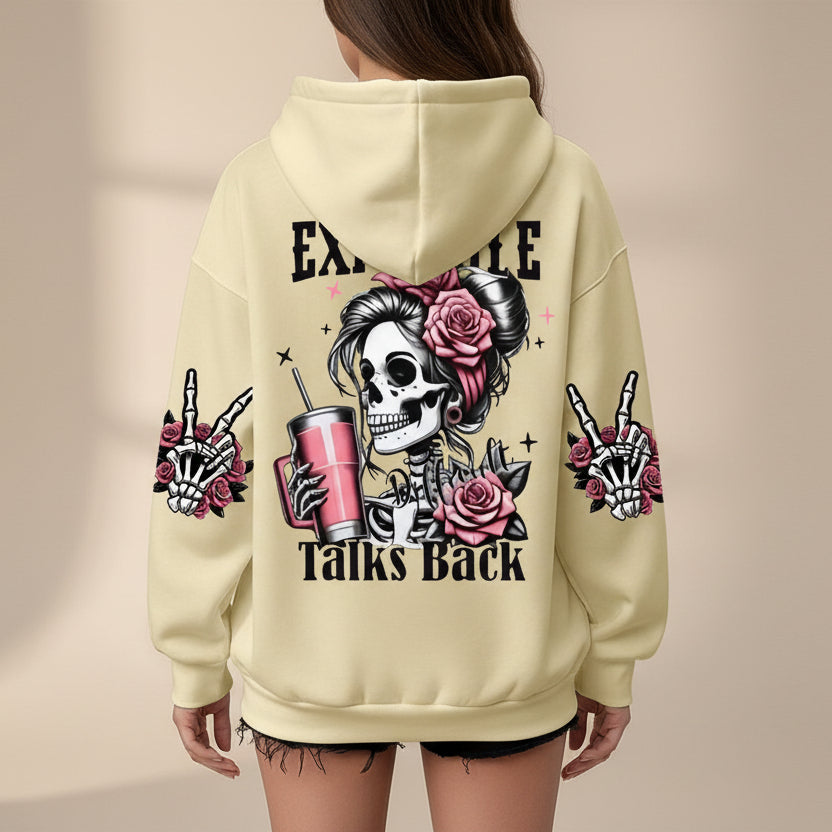 Women's Skull & Letter Print Long-Sleeve Sweatshirt | Hoodies | Wiccan Center