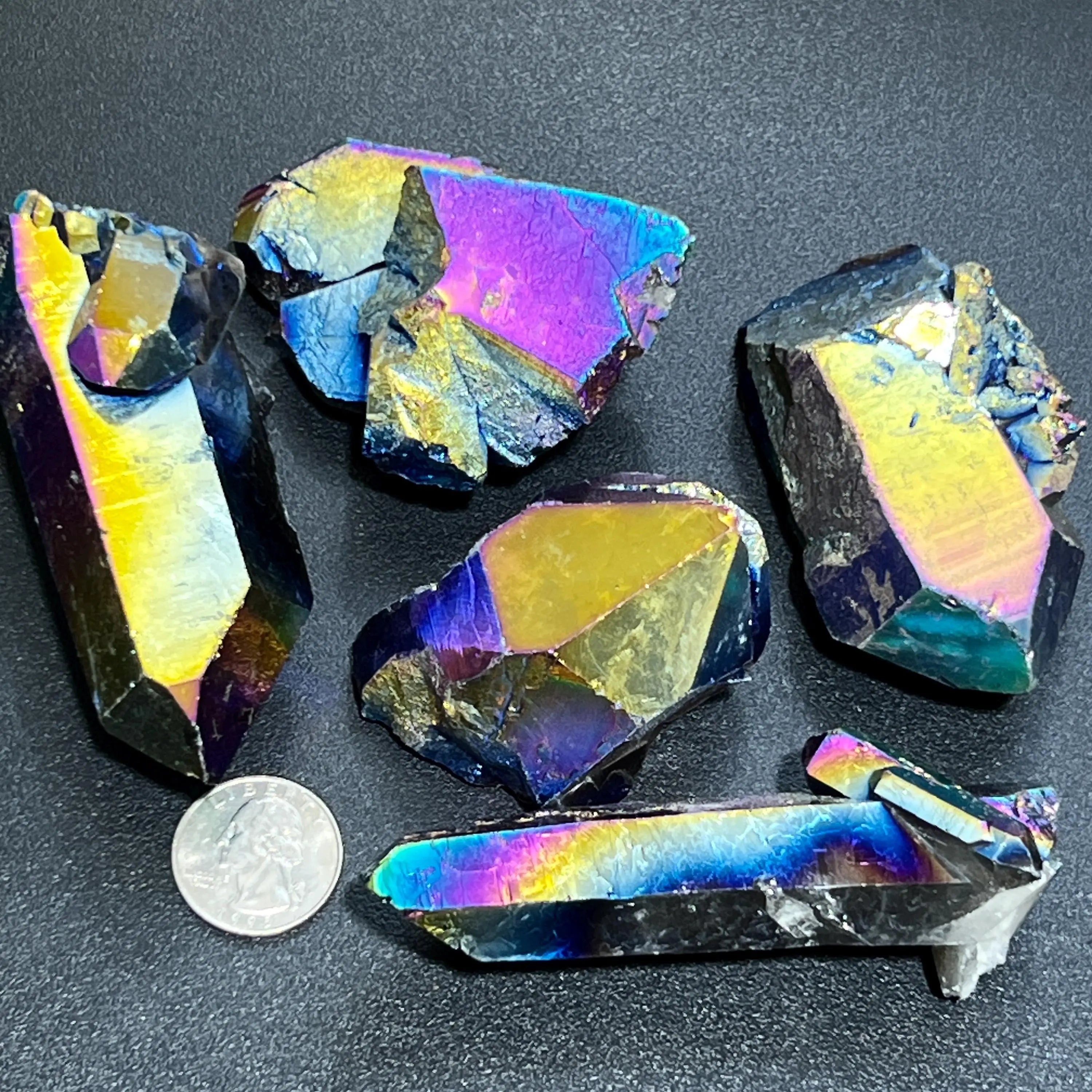 Extra Large Titanium Aura Quartz Crystal Clusters And Rough Raw Points | Home & Living > Home Decor > Home Accents > Rocks & Geodes | Wiccan Center