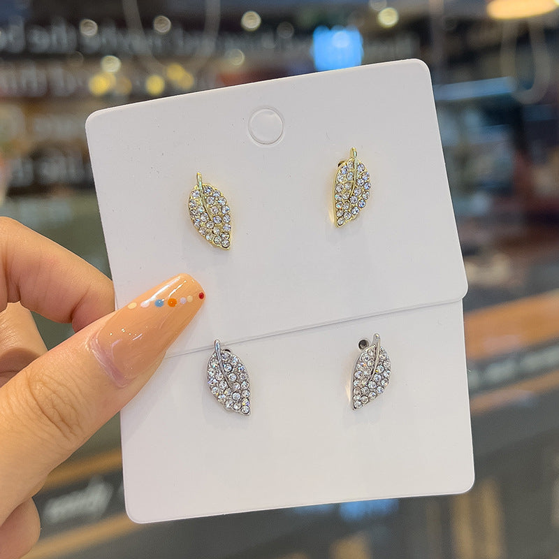 Crystal Rhinestone Leaf Earrings | Earring | Wiccan Center
