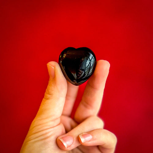 3cm Black Obsidian Crystal Hearts for Valentines Day Gifts | CRYSTALS | Wiccan Center