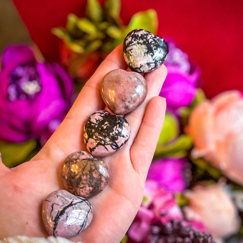 3cm Rhodonite Crystal Hearts for Valentines Day Gifts | CRYSTALS | Wiccan Center