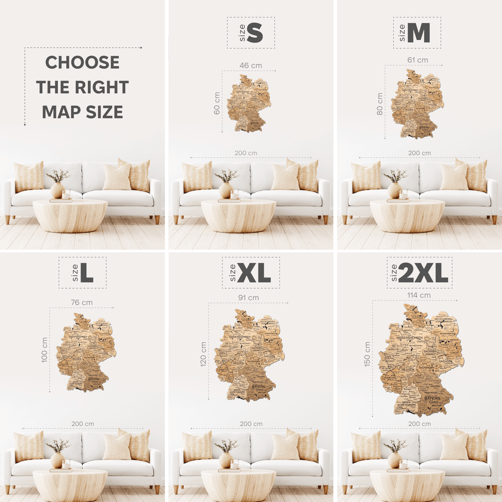 3D Germany Wooden Map Gold