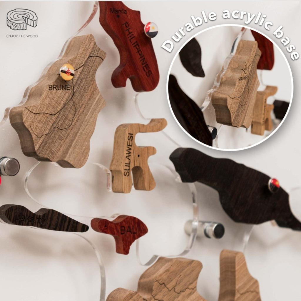 3D Solid Wooden World Map