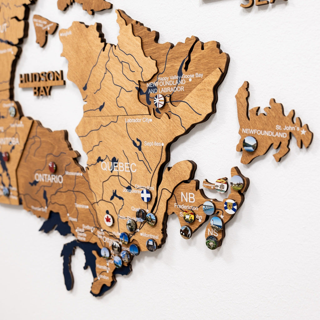 3D Wooden Map of Canada – Oak