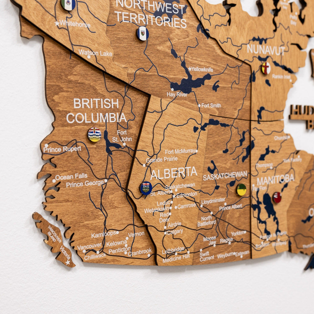 3D Wooden Map of Canada – Oak