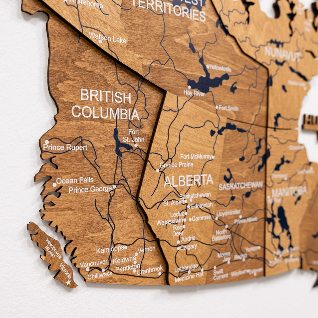 3D Wooden Map of Canada – Oak