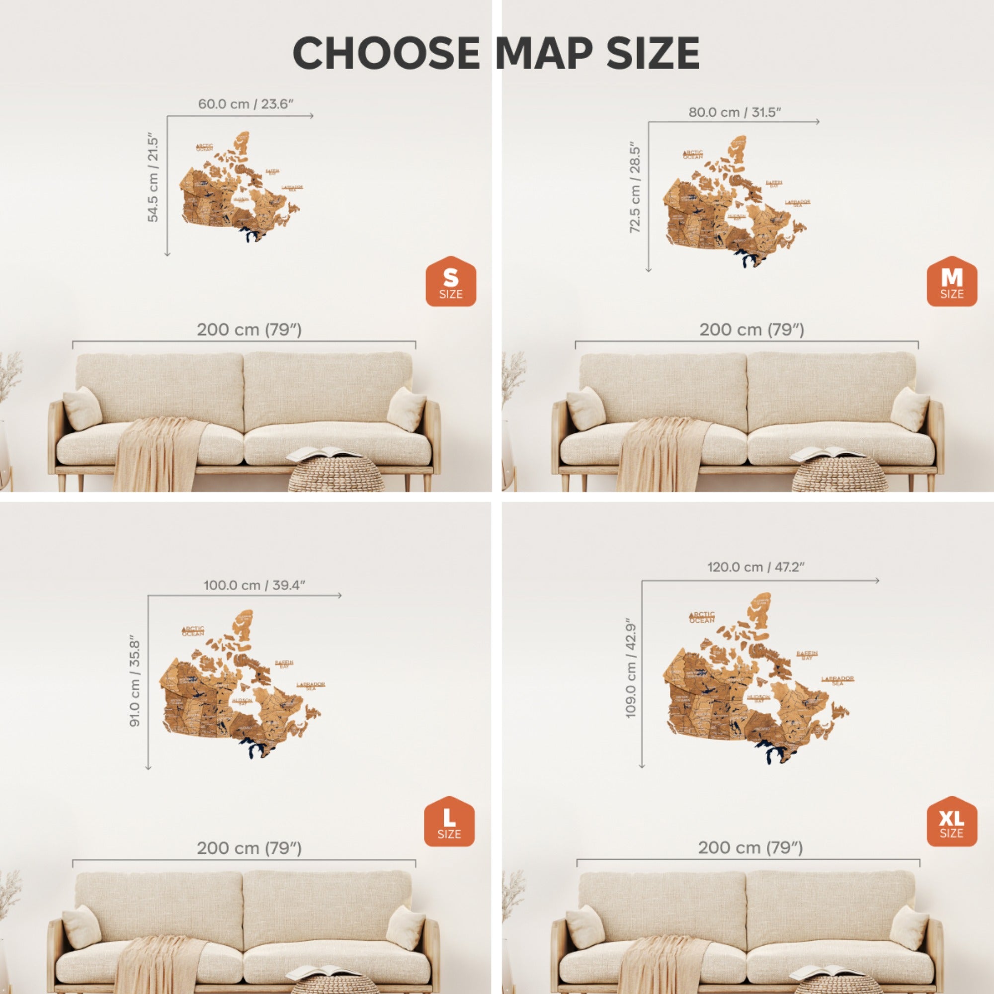 3D Wooden Map of Canada – Oak