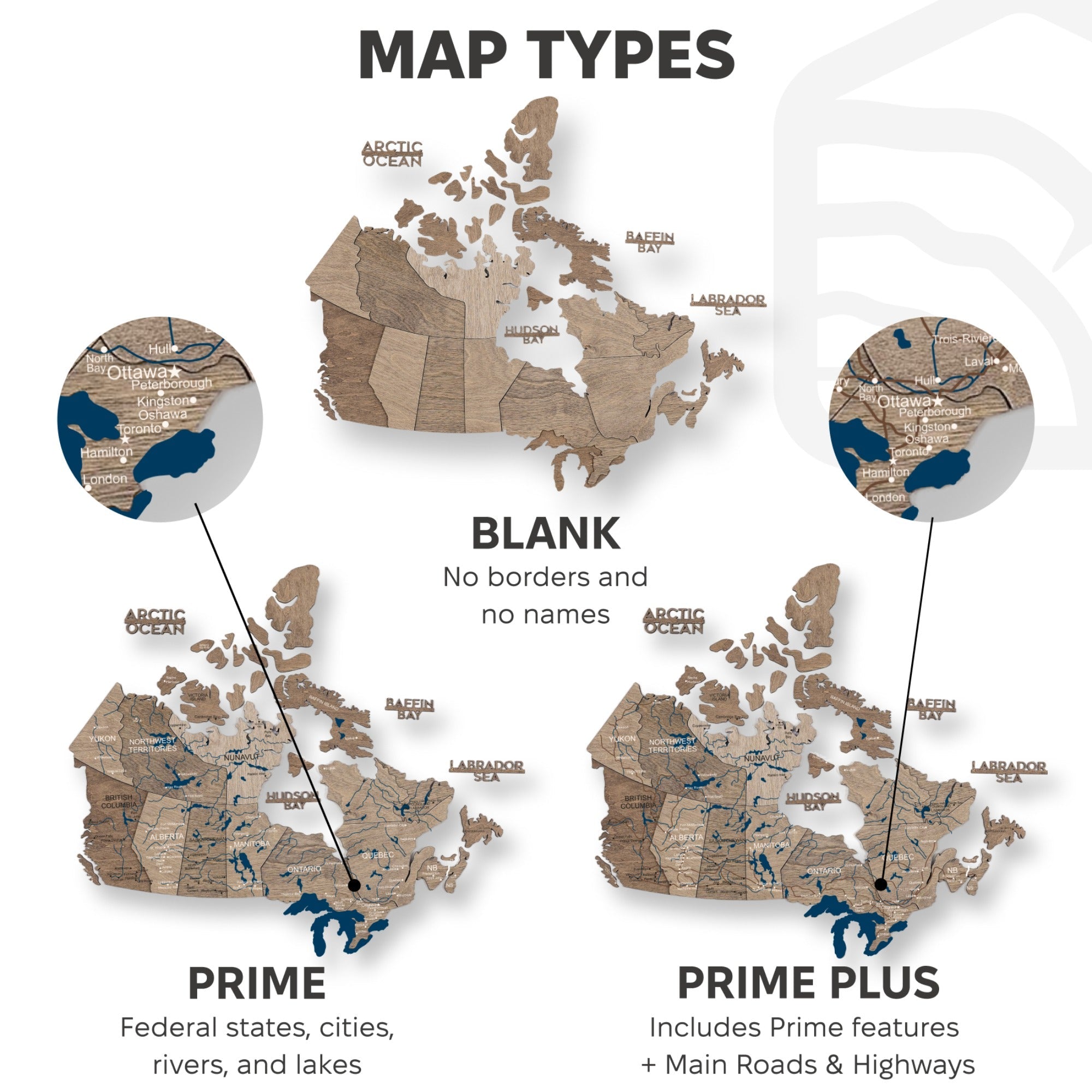3D Wooden Map of Canada – Terra