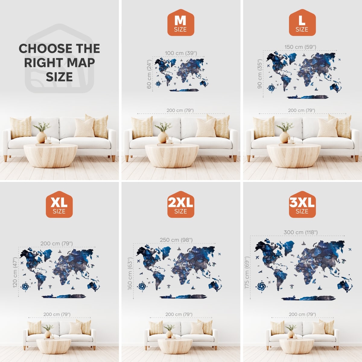 3D Luminous Colored Wooden World Map Space
