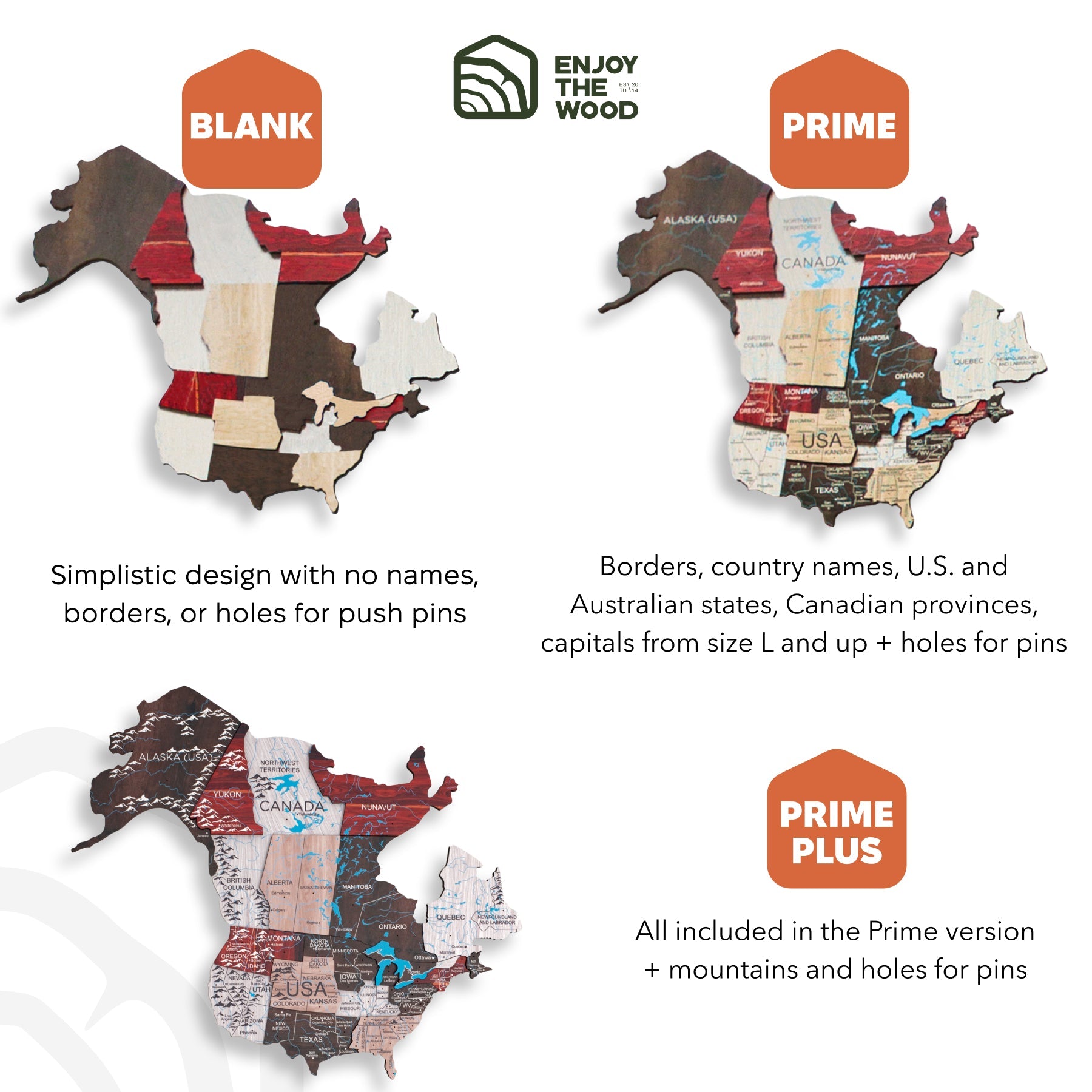 3D Wooden World Map Urban