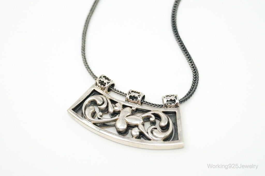 Vintage Silpada Retired Floral Curved Bar Slide Sterling Silver Necklace | Jewelry > Necklaces > Pendants | Wiccan Center