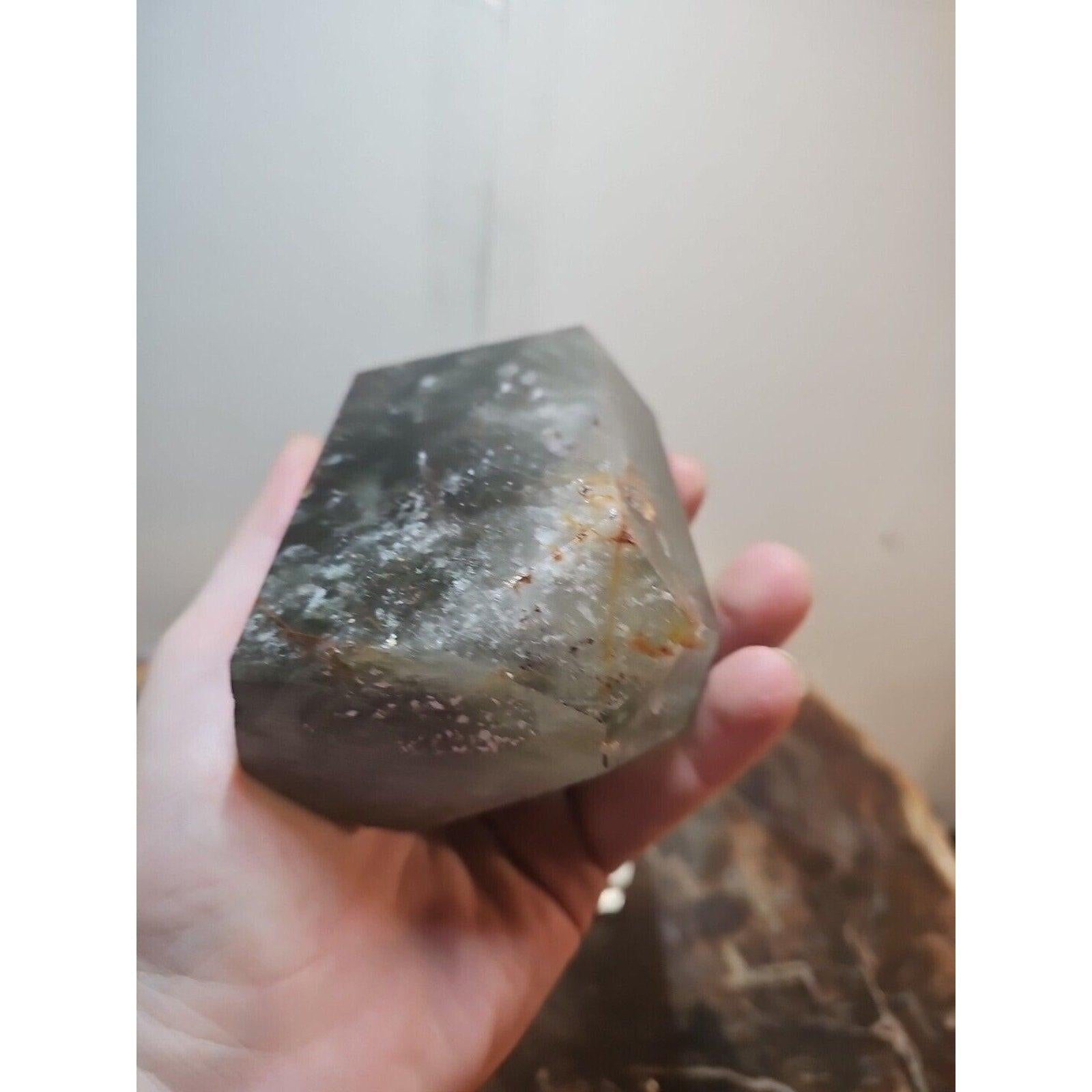 Green Ghost Phantom Quartz Crystal Obelisk — 1.73 lbs, Madagascar | CrystalCloud Company | Crystal Points & Towers | Wiccan Center