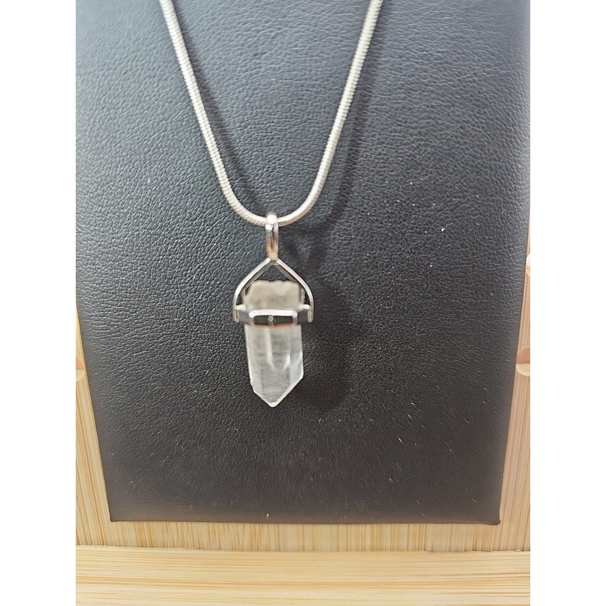 Handmade Quartz Crystal Necklace 16in 925 Silver Chain