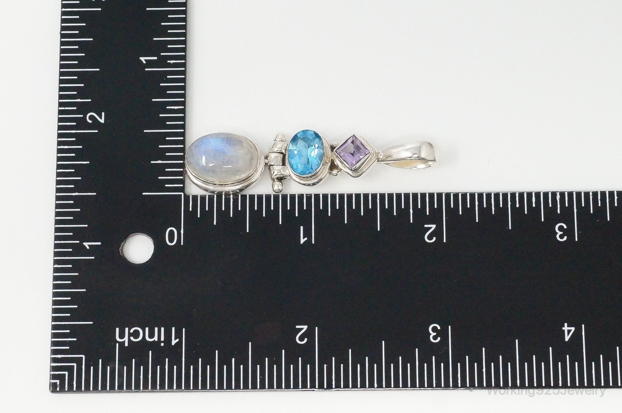 Large Vintage Blue Topaz Amethyst Moonstone Sterling Silver Pendant | Jewelry > Necklaces > Pendants | Wiccan Center