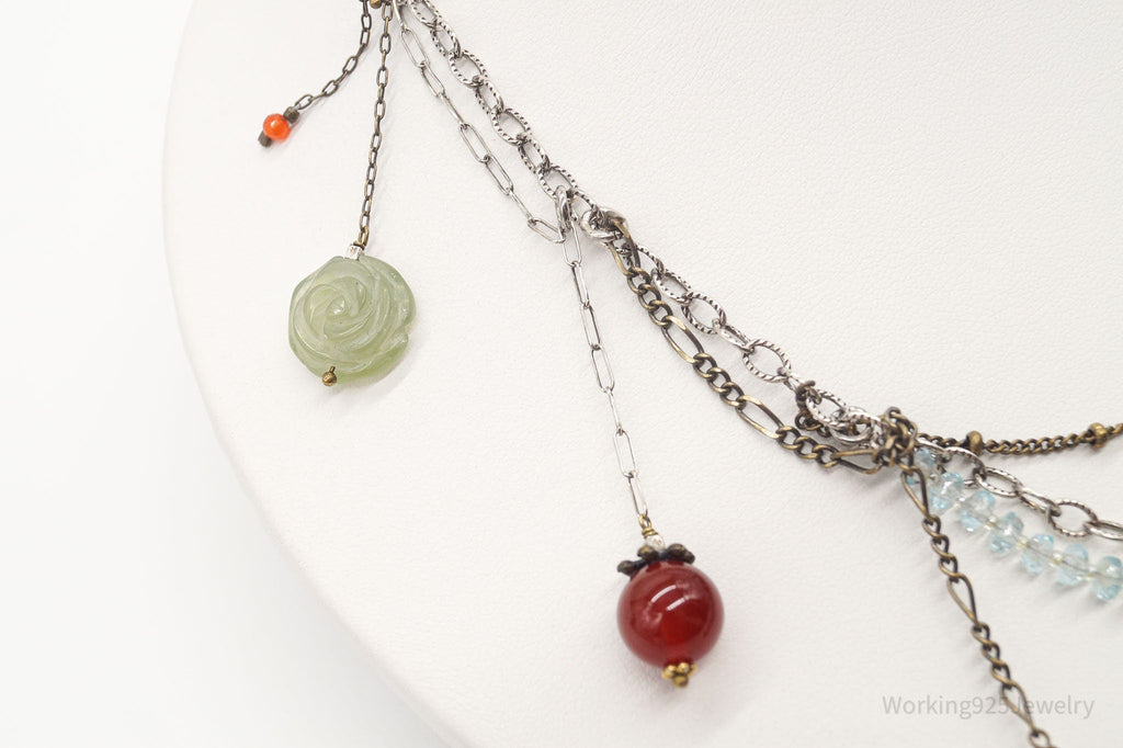 Vintage Multi Gemstone Bead Sterling Silver Necklace | Jewelry > Necklaces > Pendants | Wiccan Center