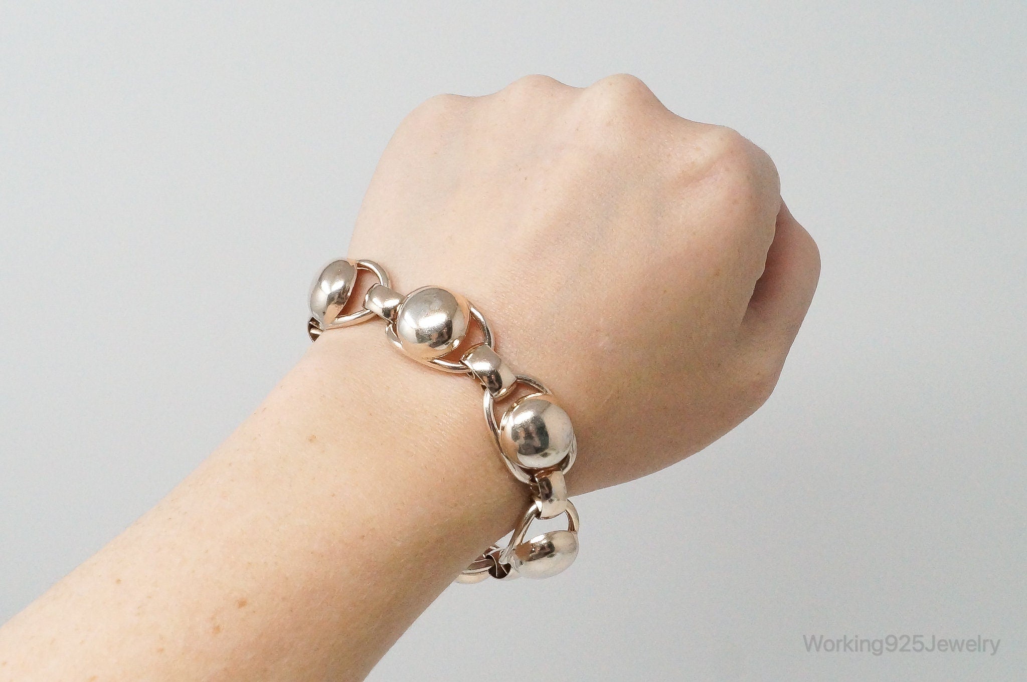 Vintage Designer Napier Modern Large Links Gold Tone Sterling Silver Bracelet | Jewelry > Bracelets | Wiccan Center