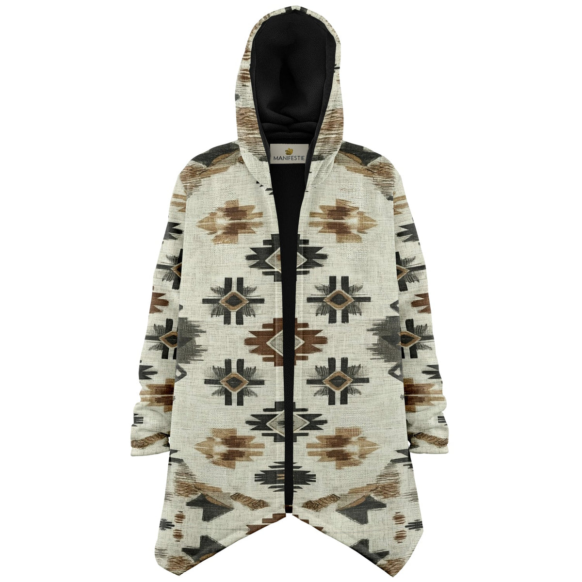 Ganado Tribal Cloak | Unisex Minky Sherpa Lined Hooded Coat | Women and Mens Festival Coat | Mountain Fashion | Microfleece Cloak - AOP | Wiccan Center