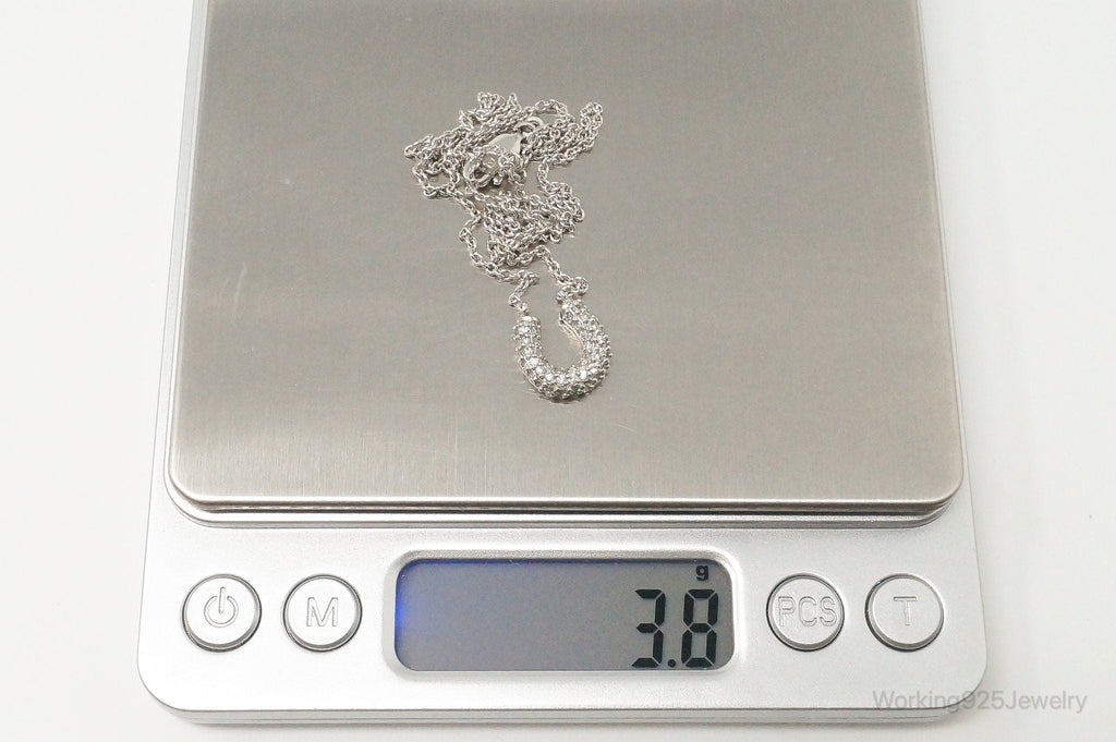 Horse Shoe Cubic Zirconia Sterling Silver Necklace | Jewelry > Necklaces > Pendants | Wiccan Center
