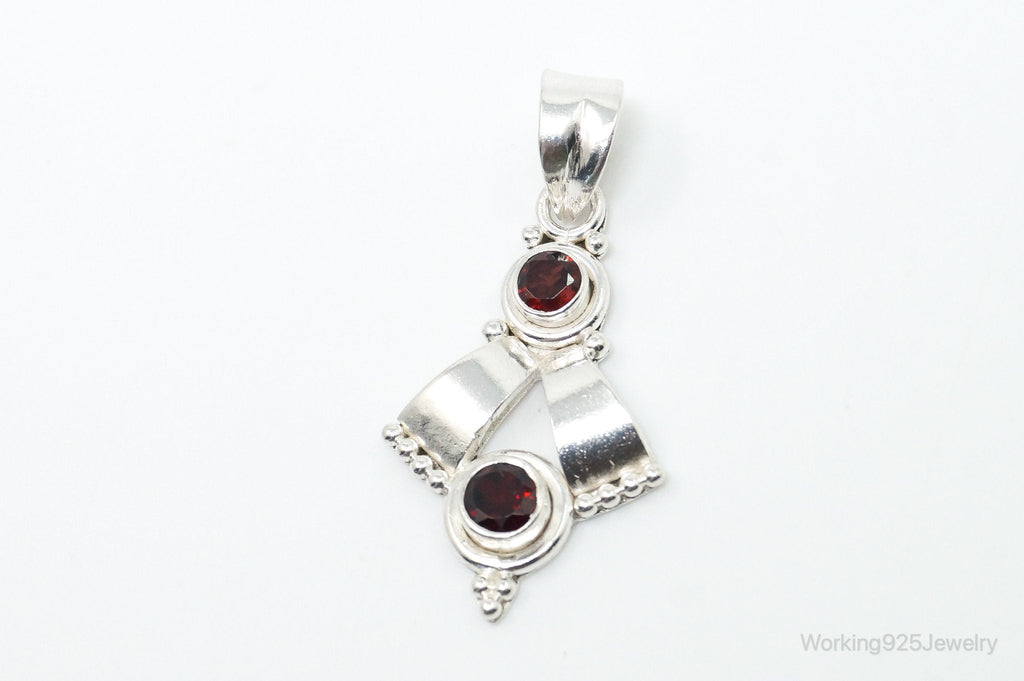 Vintage Garnet Bali Style Sterling Silver Dangle Pendant | Jewelry > Necklaces > Pendants | Wiccan Center
