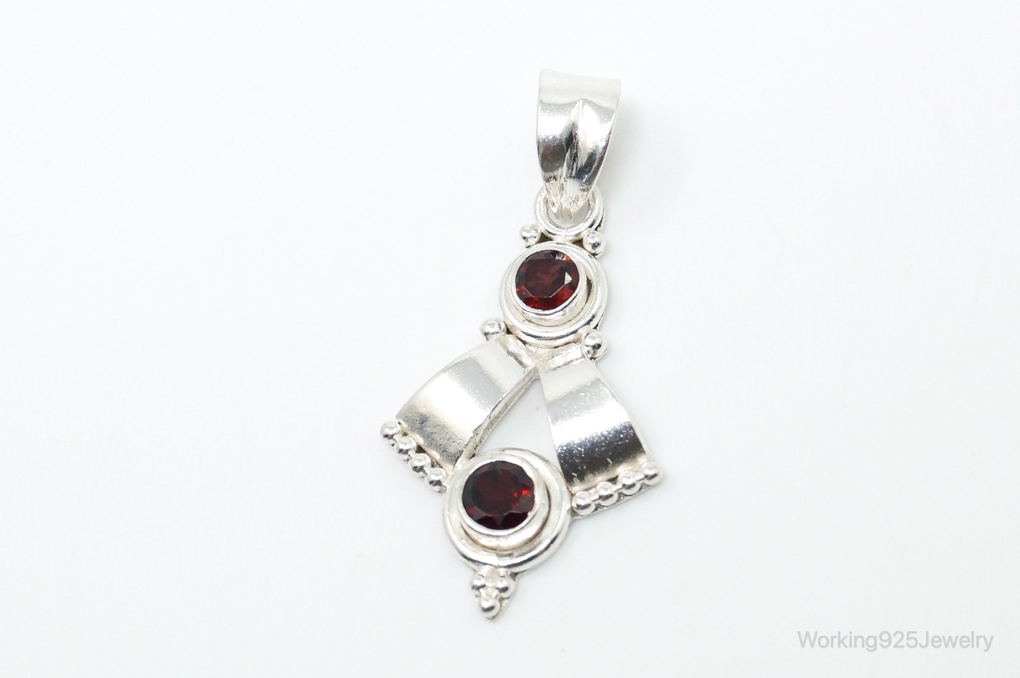 Vintage Garnet Bali Style Sterling Silver Dangle Pendant | Jewelry > Necklaces > Pendants | Wiccan Center