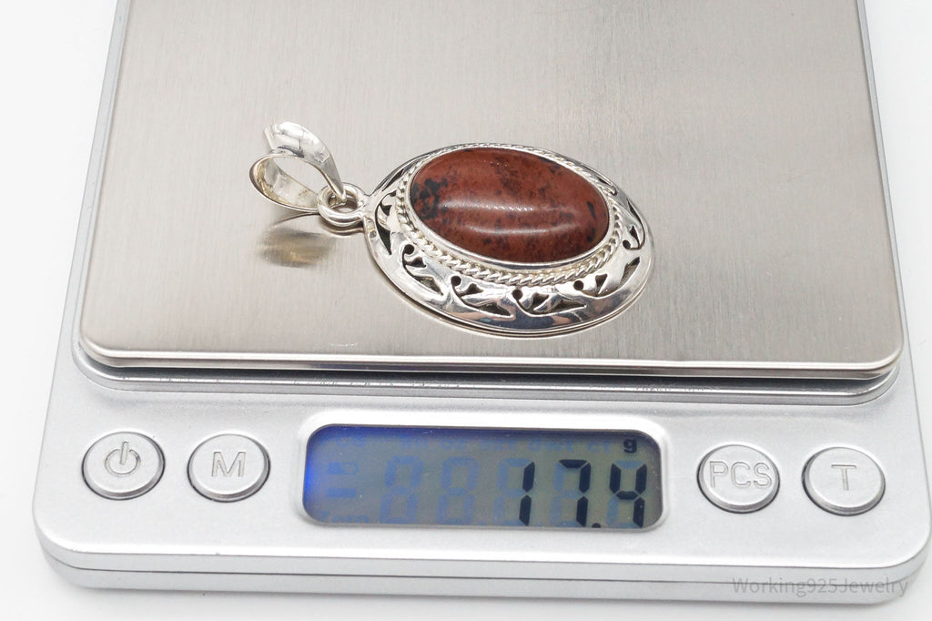 Vintage Large Mahogany Obsidian Sterling Silver Necklace Pendant | Jewelry > Necklaces > Pendants | Wiccan Center