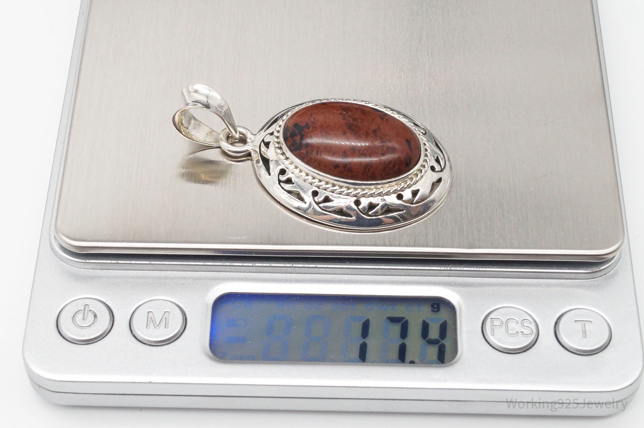 Vintage Large Mahogany Obsidian Sterling Silver Necklace Pendant | Jewelry > Necklaces > Pendants | Wiccan Center