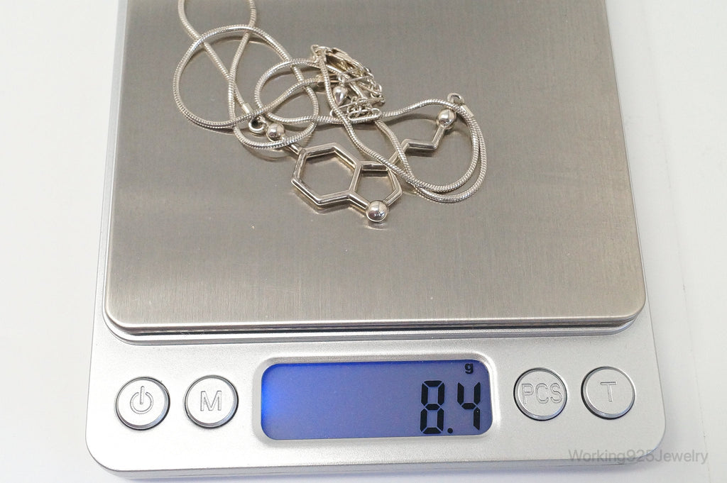 Serotonin Molecule Sterling Silver Necklace | Jewelry > Necklaces > Pendants | Wiccan Center
