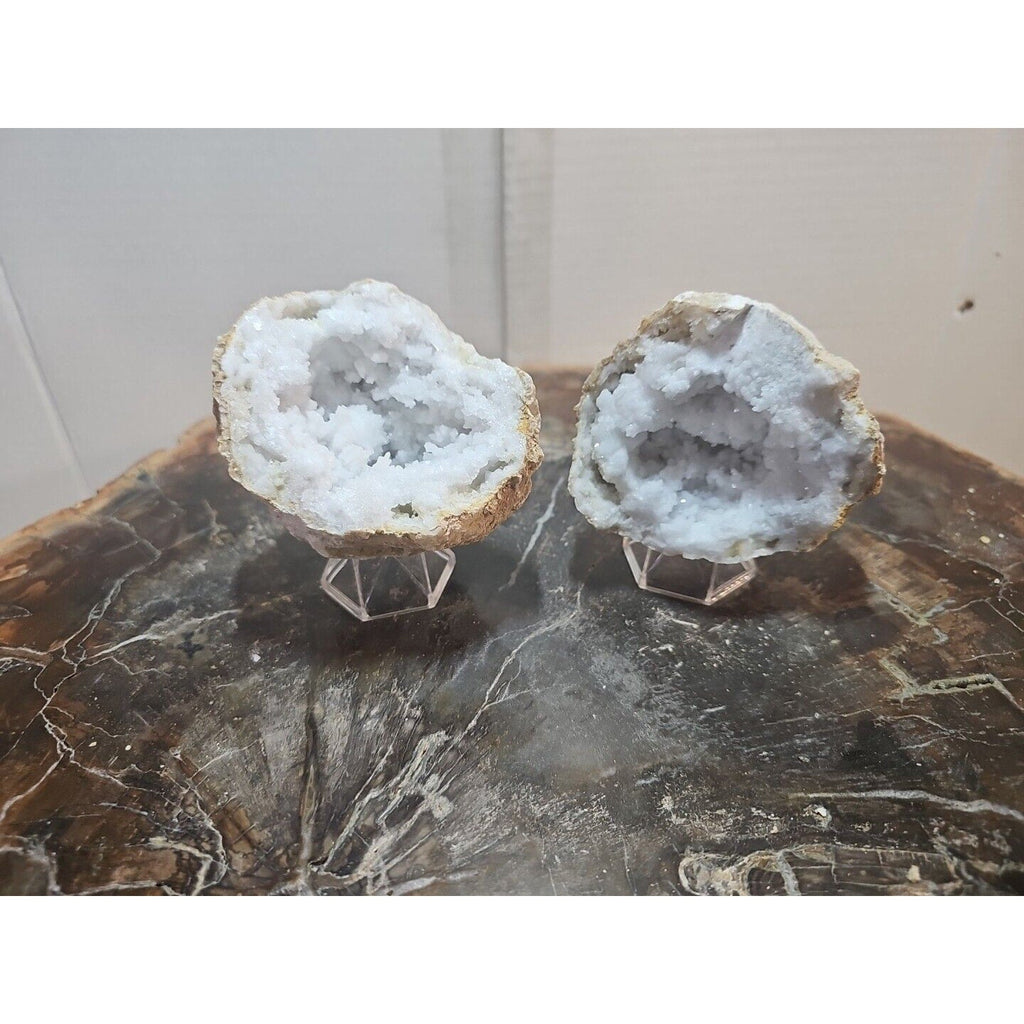 Moroccan Quartz Geode Pair with Display Stands — 1.18 lbs | CrystalCloud Company | Geodes & Clusters | Wiccan Center