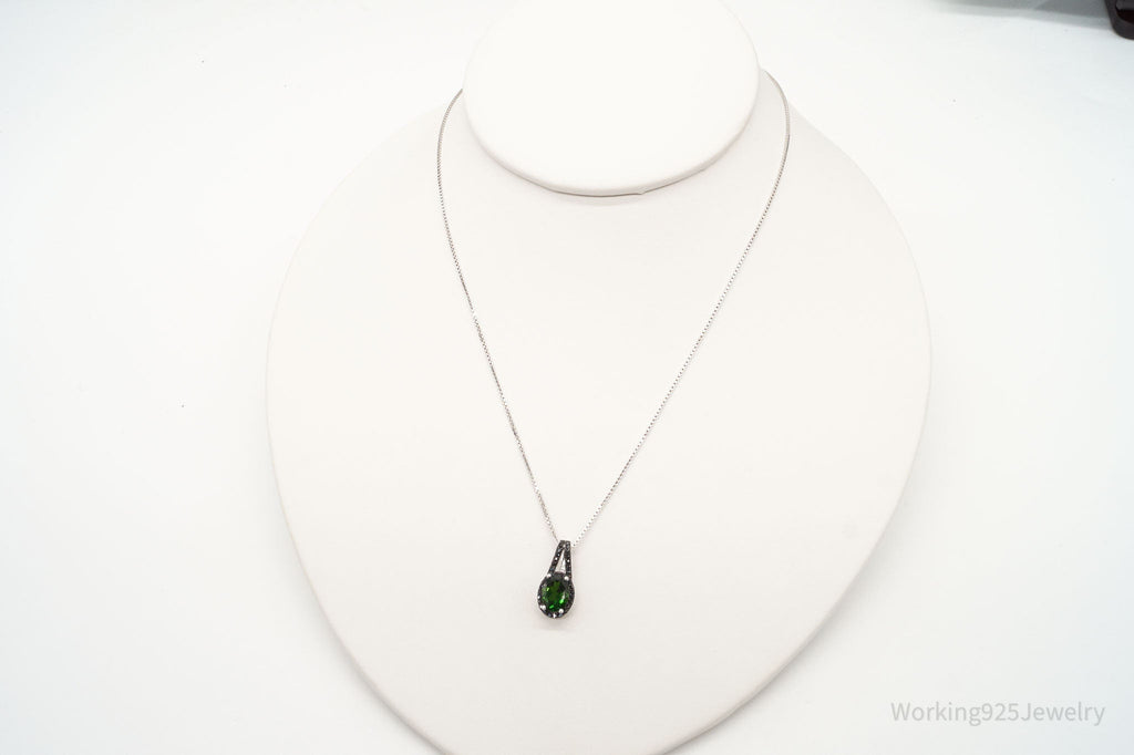 Vintage Designer JZ Emerald Black Spinel Sterling Silver Necklace | Jewelry > Necklaces > Pendants | Wiccan Center