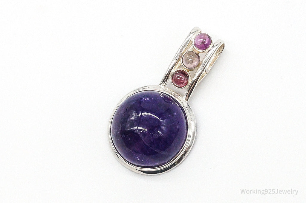Vintage Large Purple Amethyst Multi Gem Sterling Silver Pendant | Jewelry > Necklaces > Pendants | Wiccan Center