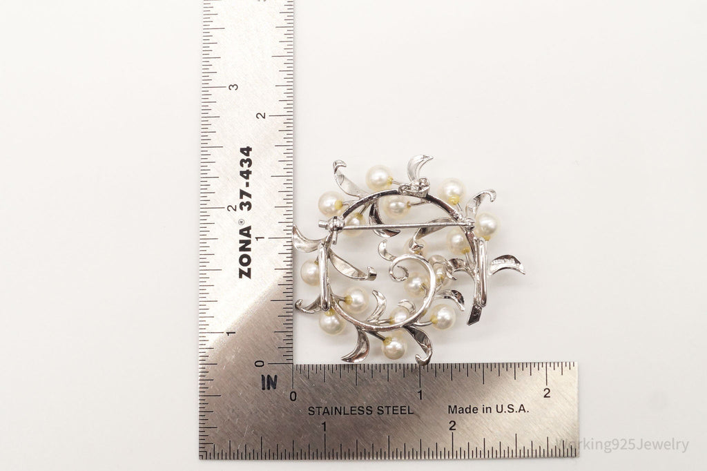 Large Antique Pearl Sterling Silver Brooch Pin | Jewelry > Brooches, Pins & Clips | Wiccan Center