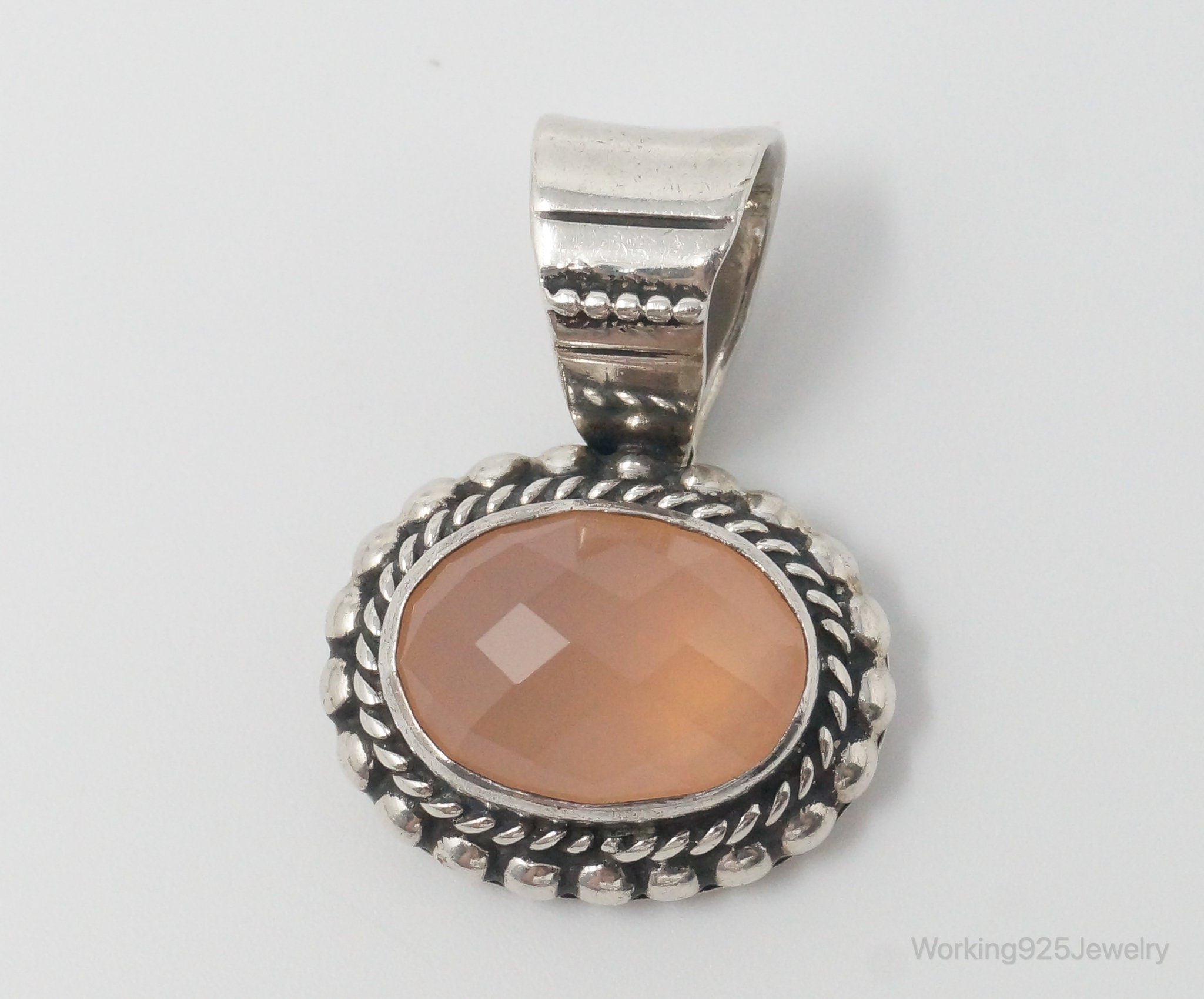 Vintage Native American Peach Chalcedony Sterling Silver Necklace Pendant | Jewelry > Necklaces > Pendants | Wiccan Center