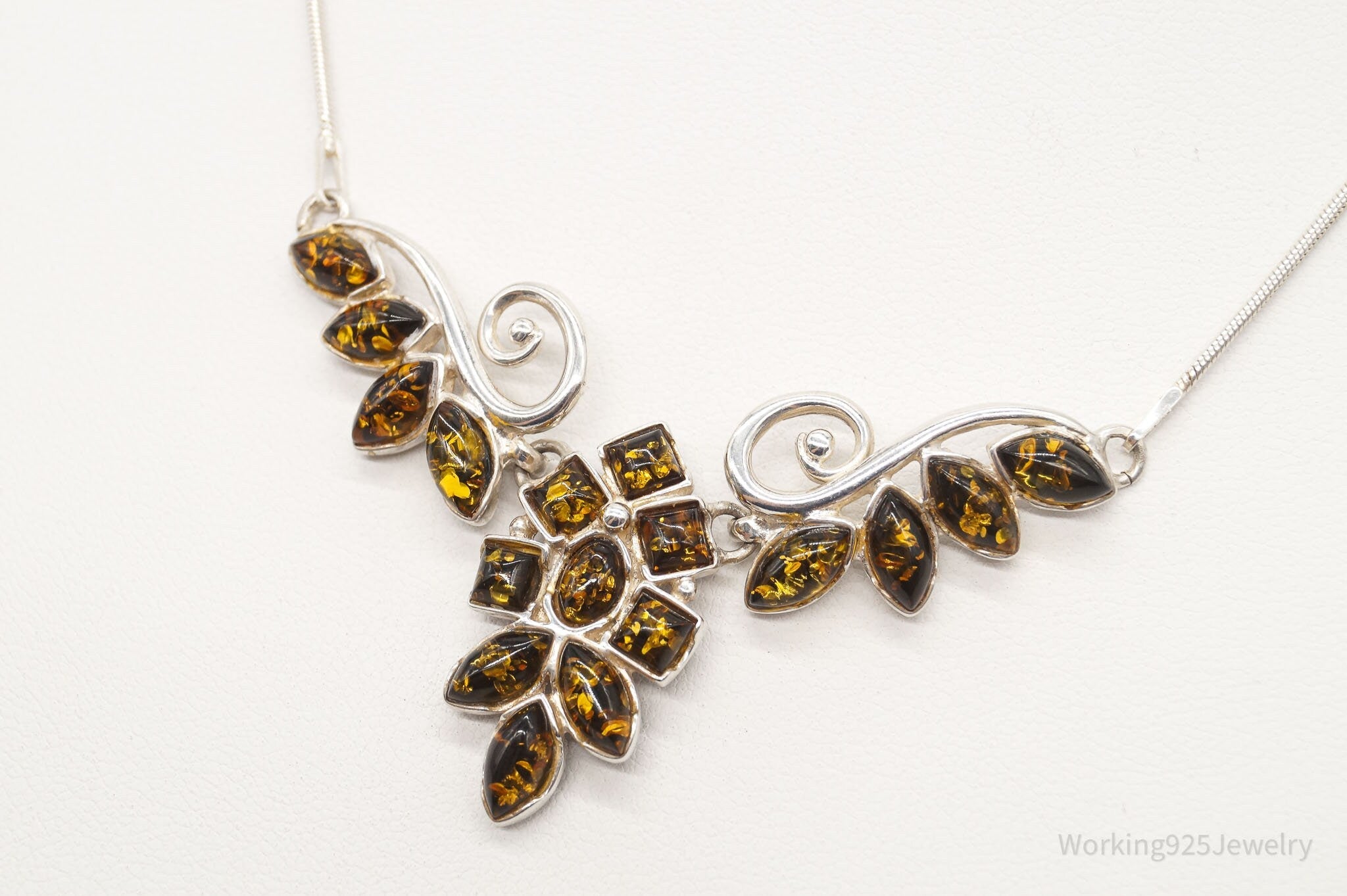 Vintage Amber Sterling Silver Necklace | Jewelry > Necklaces > Pendants | Wiccan Center